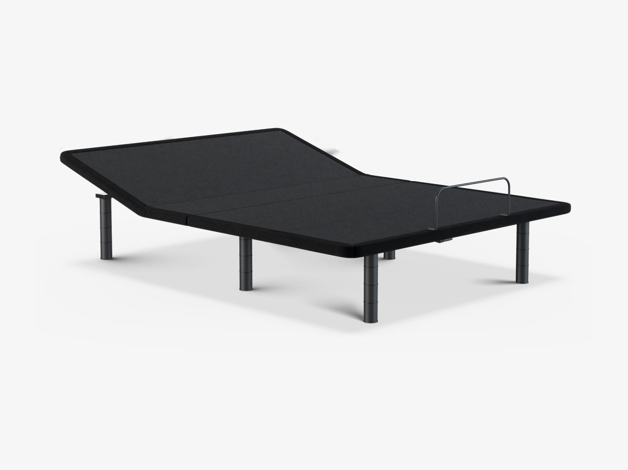 Ascension® Luxe Adjustable Power Base shown in an anti-snore position with the head slightly elevated on a light gray background.