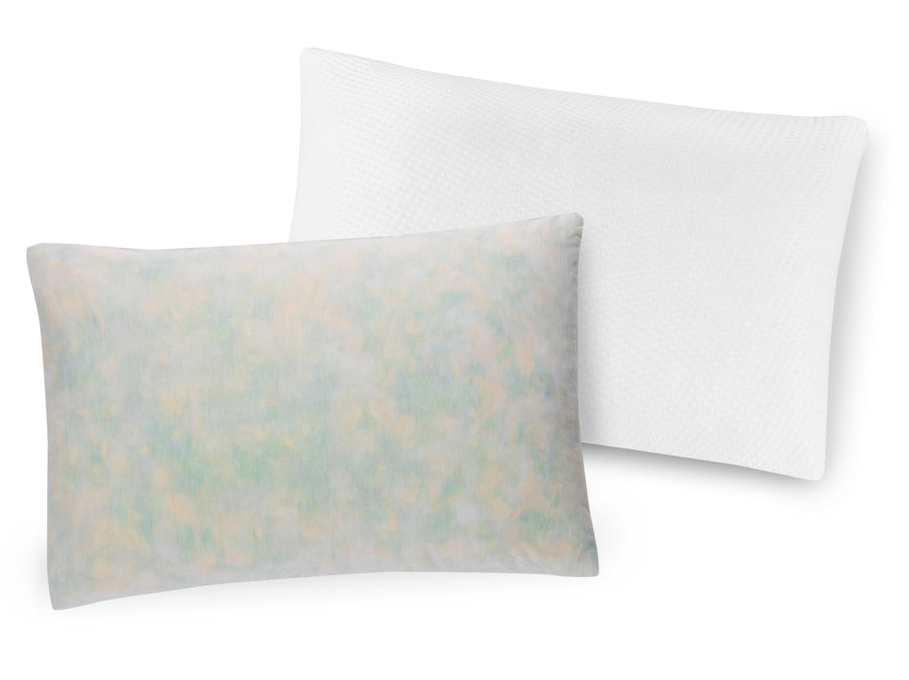 Plank premium shredded foam pillow with cooling cover removed and the interior of the pillow